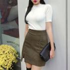 Stud Faux-suede H-line Mini Skirt