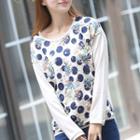 Distressed Print Long-sleeve T-shirt