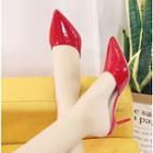 Patent Pointy-toe Low-heel Mules
