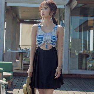 Pattern Panel Cutout Swimdress