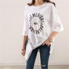 3/4-sleeve Lettering Oversized T-shirt