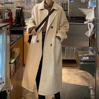 Plain Mock-neck Loose-fit Coat