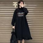 Lettering Midi Pullover Dress Black - One Size