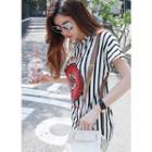 Rose Print Striped T-shirt