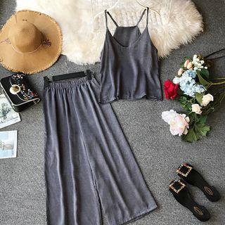 Set: Open-back Camisole + Wide-leg Pants