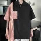 Short-sleeve Tie-dyed Panel Shirt