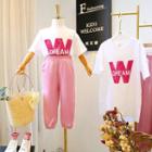 Family Matching Set: Short-sleeve Letter T-shirt + Sweatpants