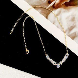 Faux Crystal Pendant Choker Gold - One Size