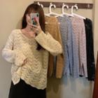 Long-sleeve Knit Lace Top