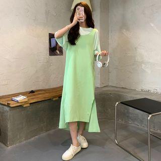 Plain Back Back Tie-strap Jumper Skirt Green - One Size