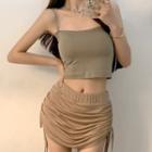Camisole Top / Drawstring Mini Fitted Skirt