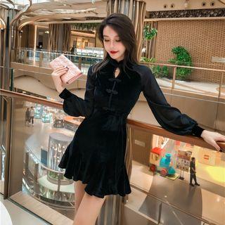 Cut-out Long-sleeve Mini A-line Dress