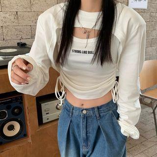 Set: Cropped Sweatshirt + Drawstring Tank Top