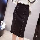 Beaded Knit Midi Skirt
