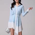 Long-sleeve Asymmetric Shirt Dress