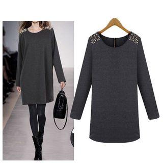 Studded Long-sleeve Dress