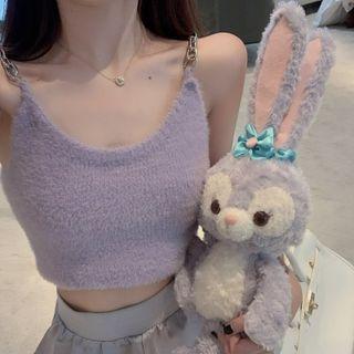 Chained Fluffy Camisole Top Purple - One Size