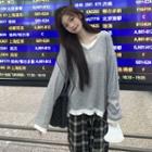 Mock Two-piece Sweatshirt / Plaid Wide Leg Pants