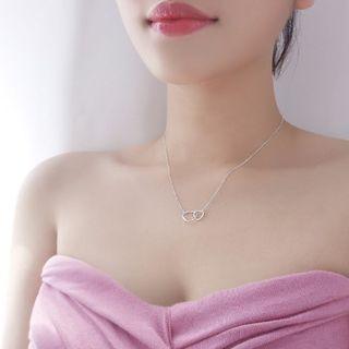 925 Sterling Silver Irregular Hoop Necklace 925 Silver - Silver - One Size