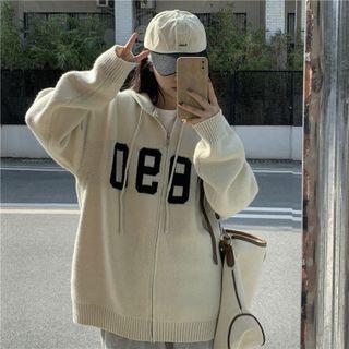 Numbering Zip Knit Hoodie