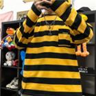 Wide-stripe Long-sleeve Round Neck T-shirt