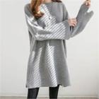 Wool Blend Knit Mini Dress Charcoal Gray - One Size