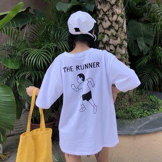 Printed Pocketed Elbow Sleeve T-shirt