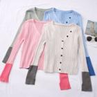 Colorblock Button-up Knit Top