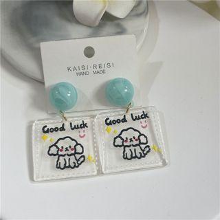 Dog Drop Earring 1 Pair - Transparent - One Size