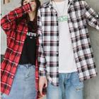 Couple Matching Long-sleeve Embroidered Plaid Shirt