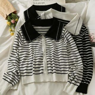 Collared Loose Knit Top