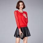 Perforated Long Sleeve Top