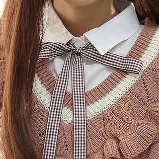 Detachable-ribbon Half-placket Shirt