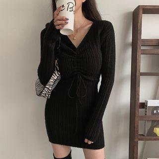 Drawstring Bodycon Knit Minidress