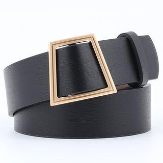 Geometric Buckle Faux Leather Belt