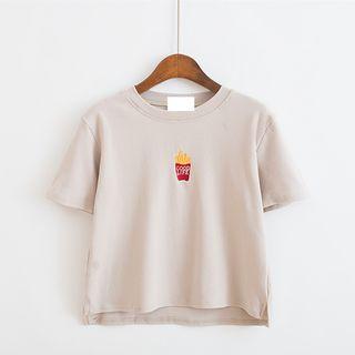 Embroidered Short-sleeve Cropped T-shirt