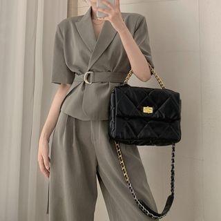 Elbow-sleeve Blazer / Wide-leg Dress Pants
