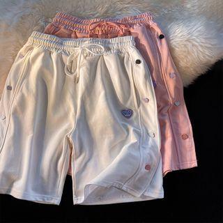 Heart Button Wide Leg Sweatshorts