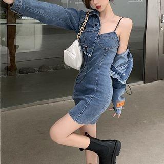 Set: Denim Slipdress + Denim Crop Jacket