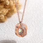 Stainless Steel Rhinestone Pendant Necklace 1467 - Rose Gold - One Size