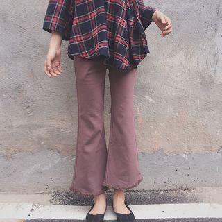Frayed Hem Boot Cut Pants