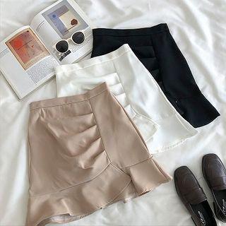 Asymmetric Frilled High-waist Skirt