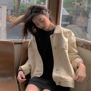 Sleeveless Mini Dress / Buttoned Denim Jacket