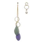Non-matching Faux Pearl Leaf Fringed Earring