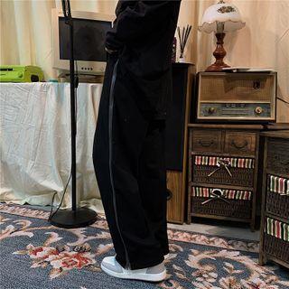 Panel Zip Straight-cut Pants