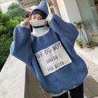 Stand Collar Lettering Embroidered Sweatshirt