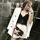 Set: Double Breasted Blazer + Shorts + Camisole Top