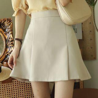 Pleated Trim A-line Mini Skirt