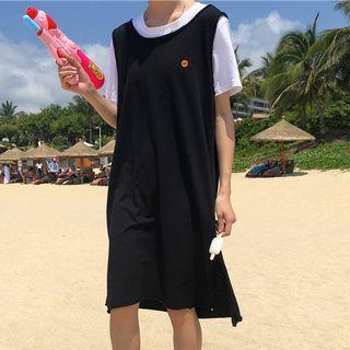 Short-sleeve Panel Midi T-shirt Dress