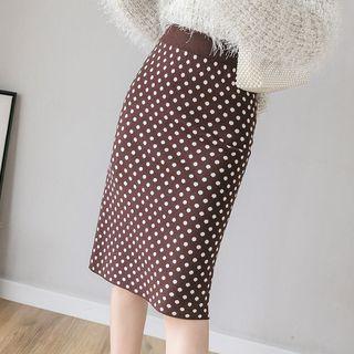 Dotted High-waist Straight-fit Skirt